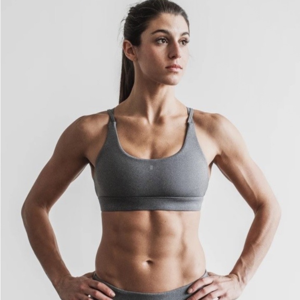 NWT NOBULL Plush Heather Crop Sports Bra - XS - Charcoal Heather